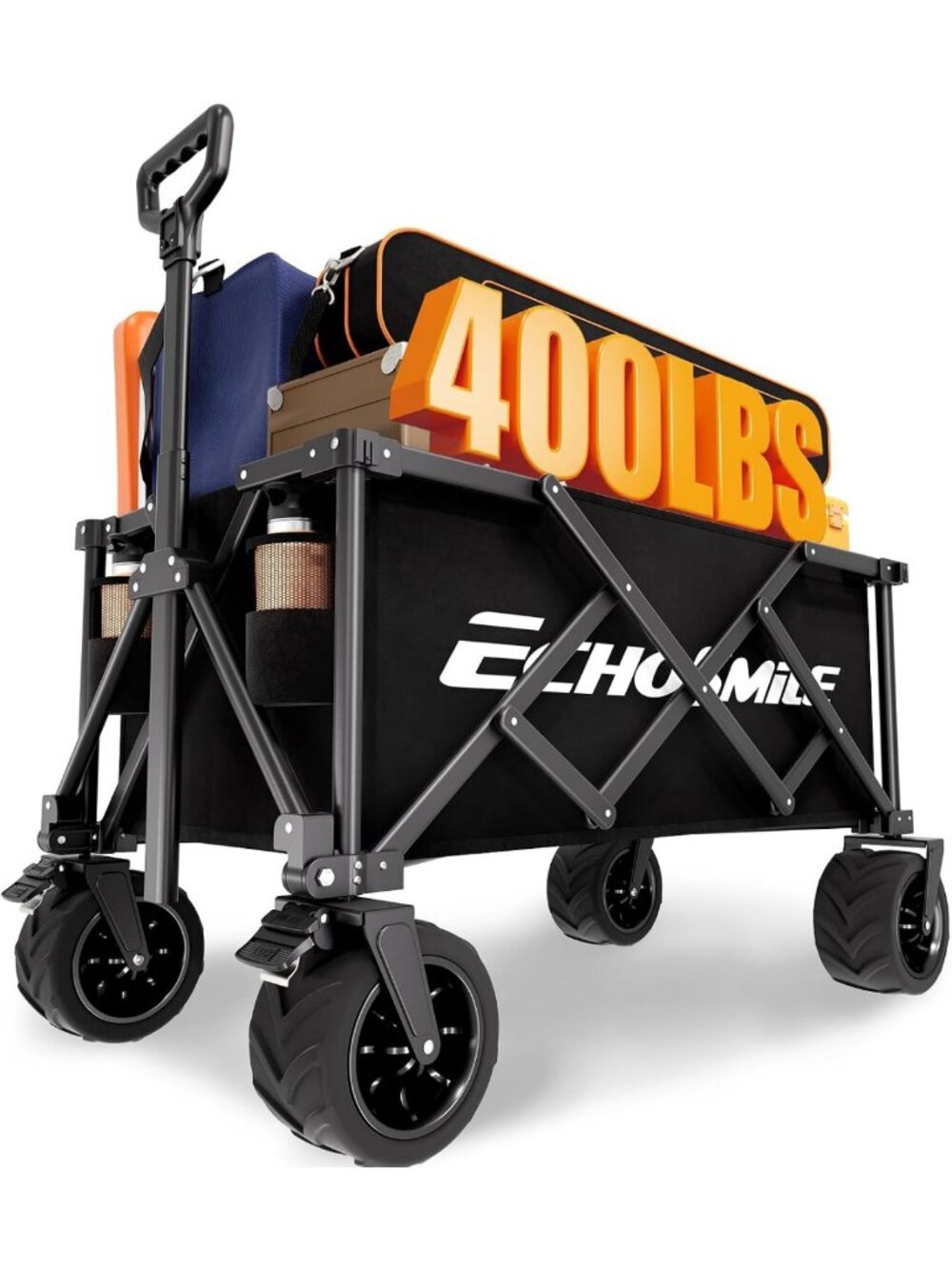 Heavy Duty Foldable Wagon Cart, 400Lbs Capacity, Versatile Outdoor Utility